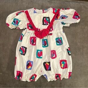 Vintage Adorn Fashion Abstract Baby Romper Sz 9-12 Months Made In USA